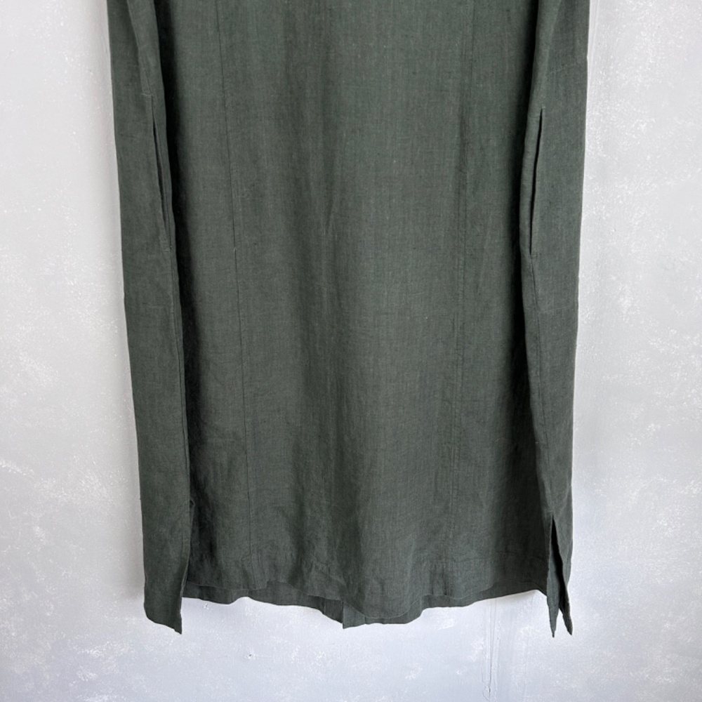 J. Jill midi shirt dress plus size 2X 100% linen green button up short sleeve - Picture 10 of 14